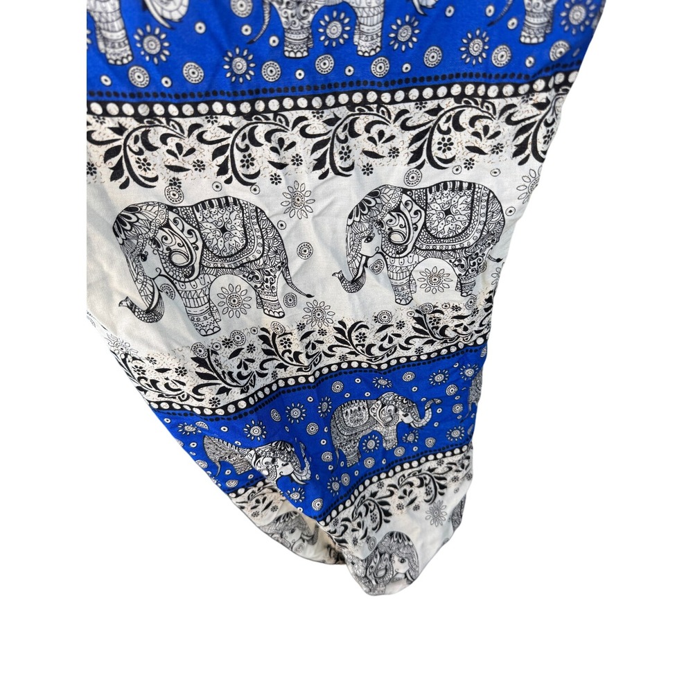Vintage Inspired Elephant Print Harem Pants Boho Lounge Festival Wear Blue/Black - Picture 5 of 9